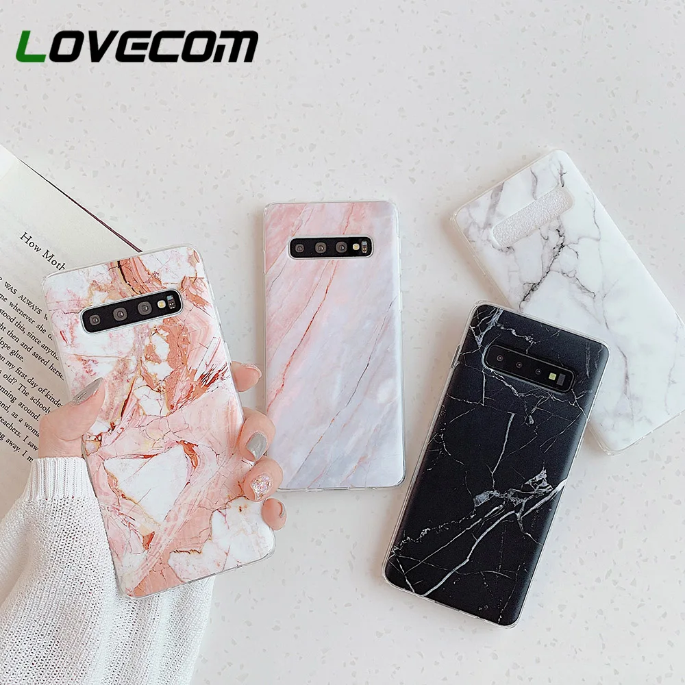 

LOVECOM Classic Marble Cases For Samsung Galaxy S8 S9 Plus Note 8 9 S10 S10 Plus S10e Smooth Marble Soft IMD Phone Back Cover