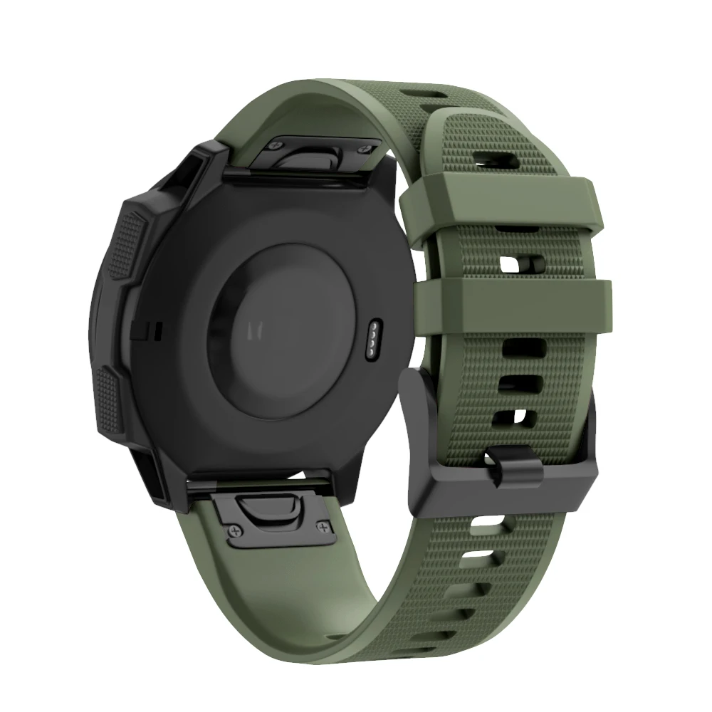 26 мм ремешок для часов Garmin Fenix 6S 6X6 5X5 5S Plu 3 3HR Смарт-часы 22 20 мм быстросъемный силиконовый легкий ремешок на запястье - Цвет: Amry Green