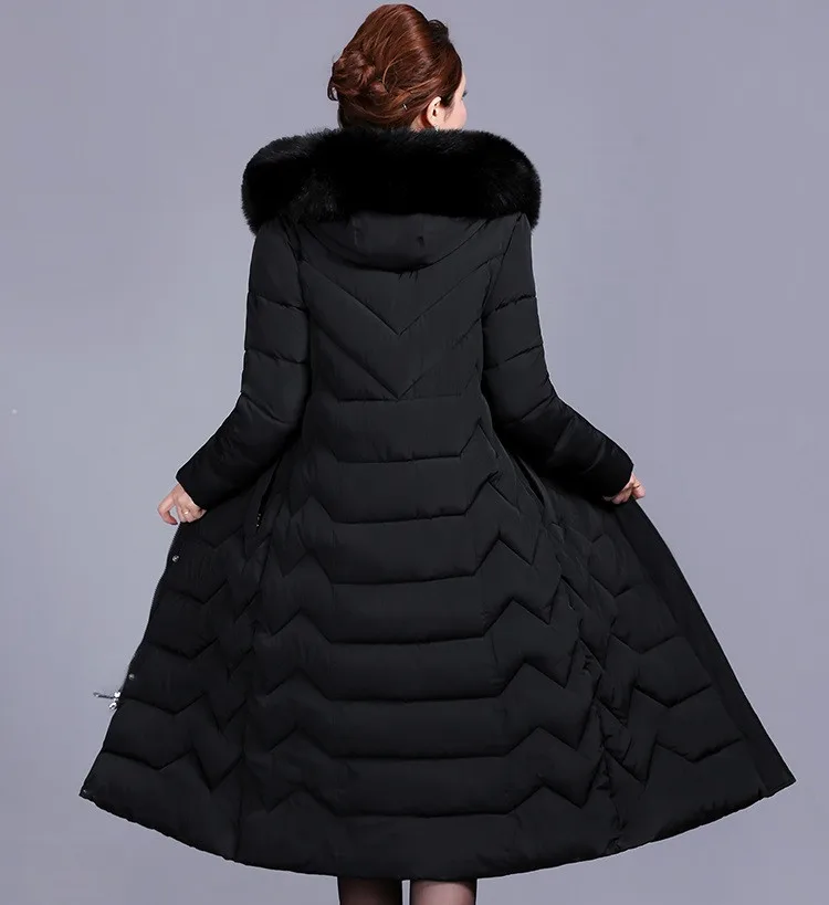 Большие размеры, XL-6XL, зимние парки, женская утепленная пуховая куртка с капюшоном, средней длины, женские теплые пальто с меховым воротником, G547