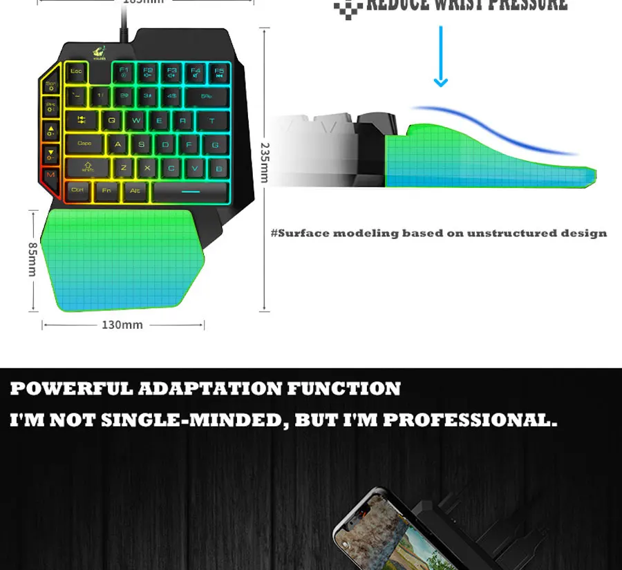 USB Wired Gaming Keypad with LED Backlight 35 Keys sades Wide Hand Rest One-handed Membrane RGB gaming Keyboard for LOL/PUBG/CF best office keyboard