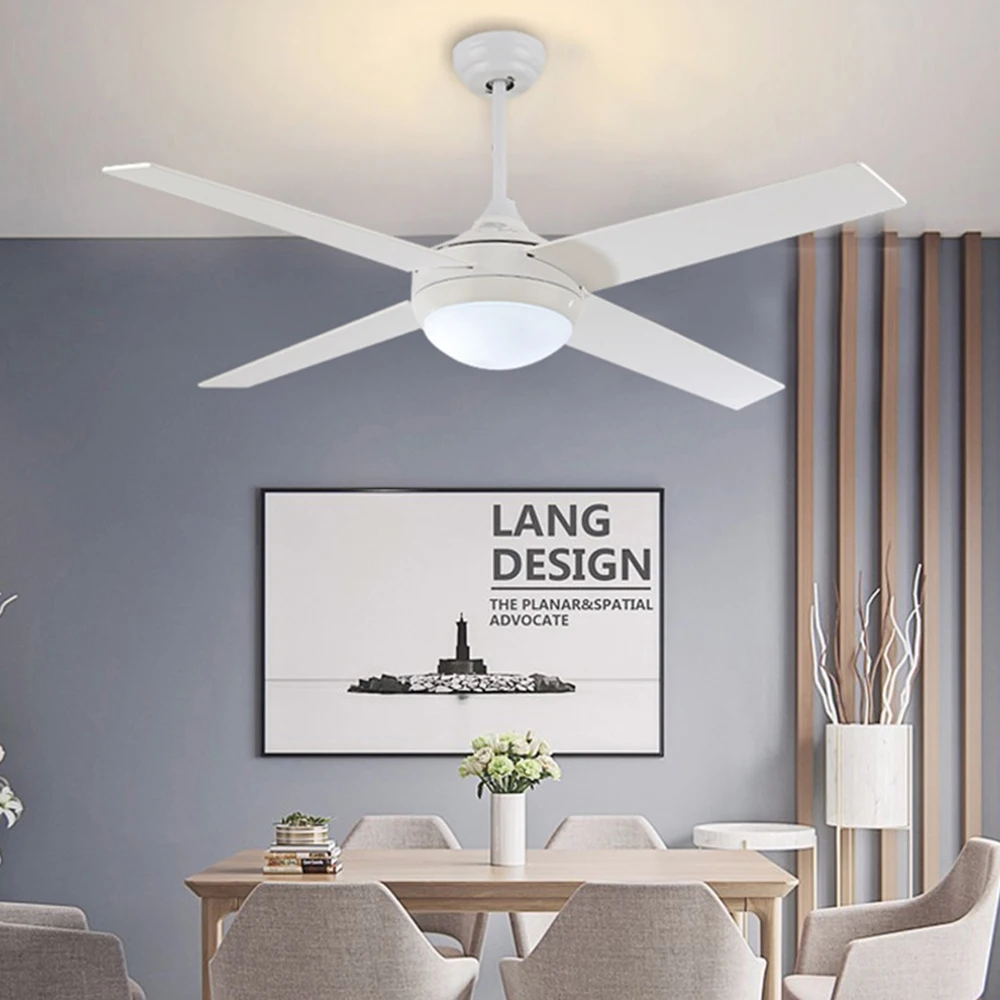 110V Remote Control Ceiling Fan Light Nordic Modern Dinning Room Bedroom Living Restaurant Solid Wood LED Lamp 220V | Лампы и