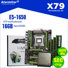 Atermiter X79 Turbo материнская плата LGA2011 ATX combos E5 1650 C2(4 шт x 4 Гб) 16 Гб 1600 МГц PC3 12800R PCI-E NVME M.2 SSD USB3.0