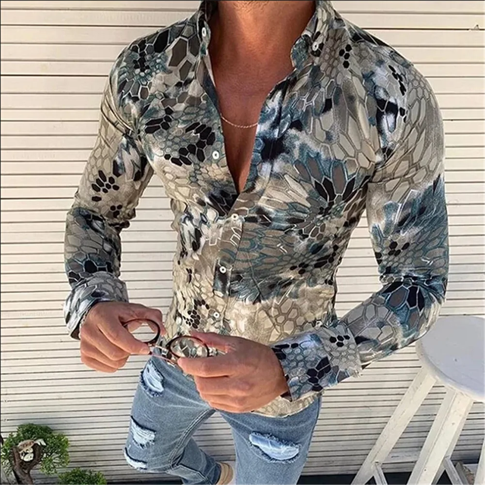 BYWX Men Button Down Slim Fit Casual Ethnic Long Sleeve Printed Shirt BYWX Men Button Down Slim Fit Casual Ethnic Long Sleeve Printed Shirt