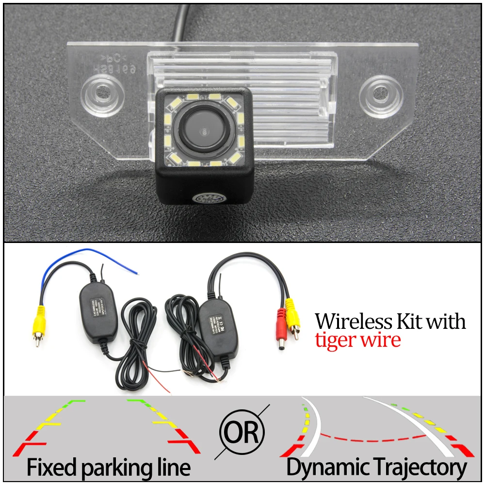 Фиксированная или динамическая траектория Автомобильная камера заднего вида для Ford Mondeo C-Max Focus/Focus 2 Fiesta S-MAX автомобиля Revers принадлежности для парковки - Color Name: 12LED And Wireless