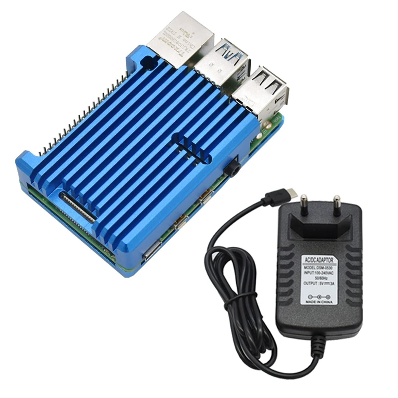 Для Raspberry Pi 4B 4G ram DIY Kit Поддержка 2,4/5,0 GHz wifi Bluetooth 5,0 с алюминиевым ЧПУ сплав защитный Синий чехол 5V 3A P