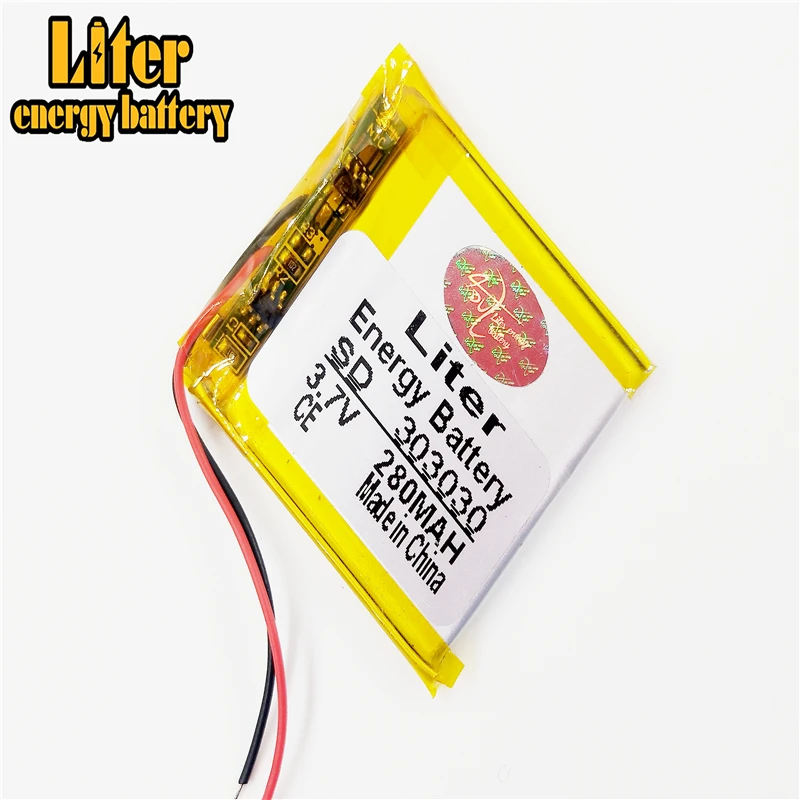 1 25 мм 2pin разъем литиевая батарея 303030 280mah аккумуляторная lipo MP3 MP4 MP5 маленькие