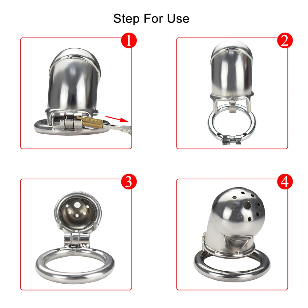 Male Stainless Steel Cock Cage ANNGEOK Penis Ring Chastity Device Sleeve Lock Adult Sex Toy for Men 40/45/45mm Male Stainless Steel Cock Cage ANNGEOK Penis Ring Chastity Device Sleeve Lock Adult Sex Toy for Men 40/45/45mm