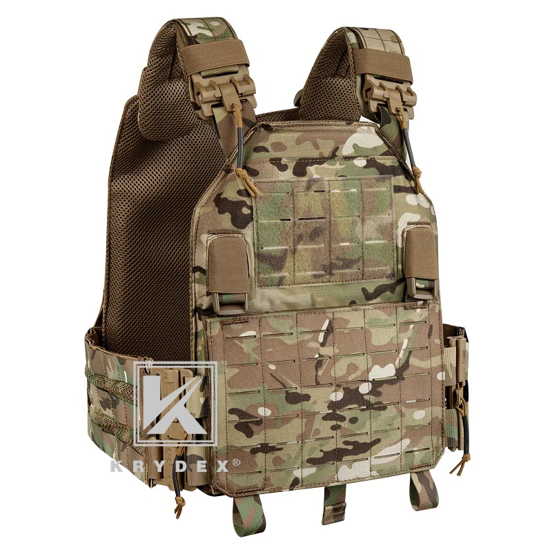 KRYDEXTacticalLaserCutVestFrontPanelSetMulticamQuickRelease