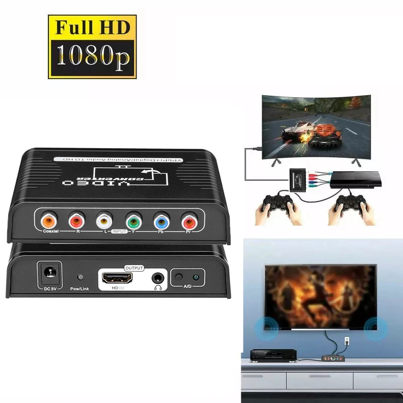 5 RCA Ypbpr компонент аудио видео в HDMI-совместимый HD ТВ конвертер адаптер для Nintendo Wii Ps2