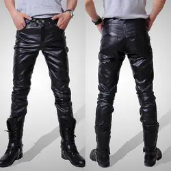 2019 новые мужские Джоггеры мужские брюки повседневные штаны мужские Новые Модные осенние зимние байкерские узкие кожаные длинные брюки M-3XL