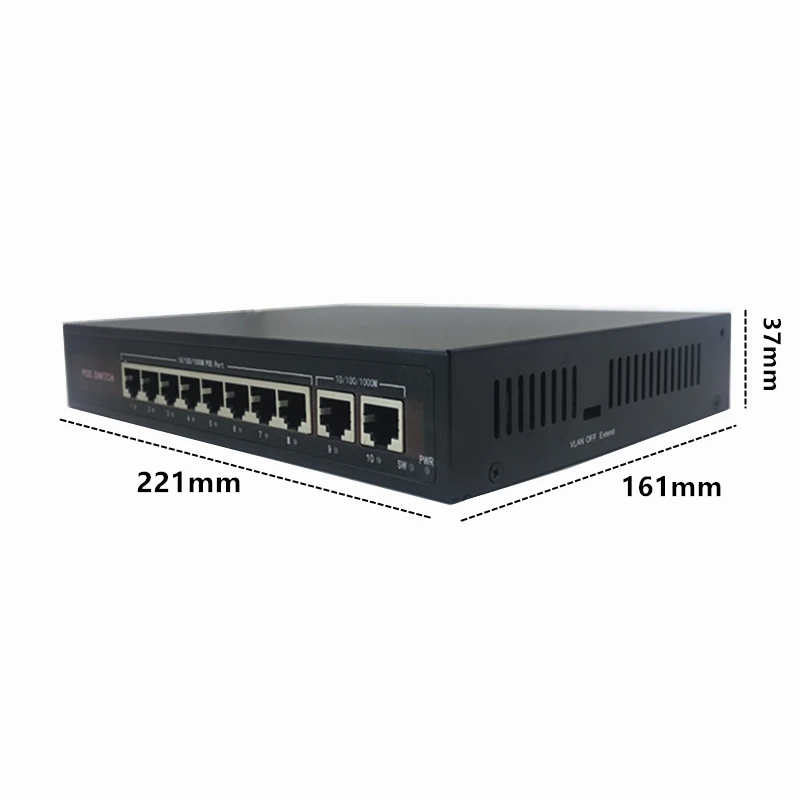 48V Ethernet коммутатор POE switch, 8(100 Мбит/с)+ 2(1000 Мбит/с) Порты и разъёмы IEEE 802,3 af/at подходит для IP камера/Беспроводной камера AP системы