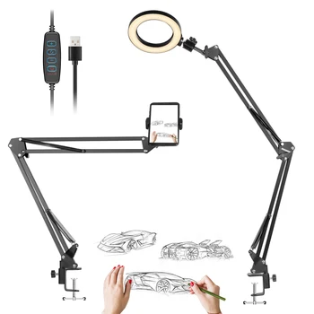 

Neewer Phone Ring Light, 6 Inches LED Ring Light with 2 Adjustable Suspension Scissor Arm Stand Compatible with iPhone Android