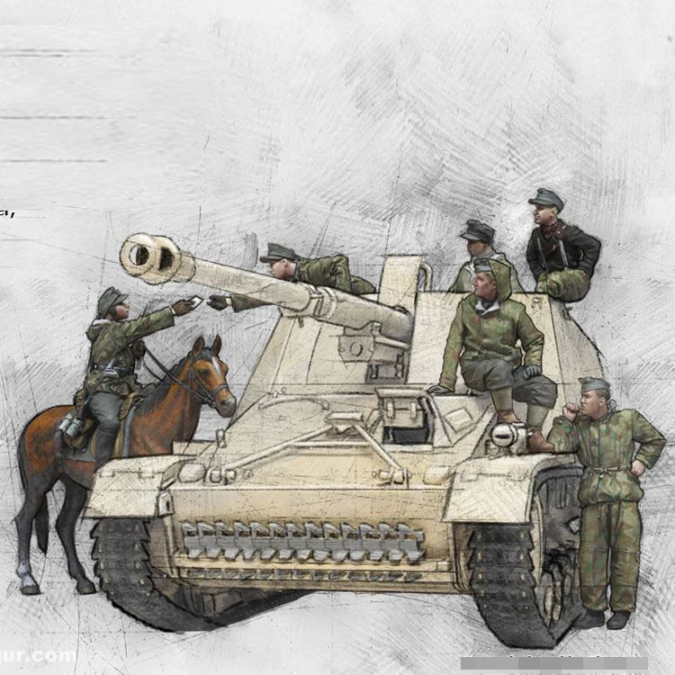 

1/35 Resin Model Building Kit Figure Young Tankers and soldier (no tank)