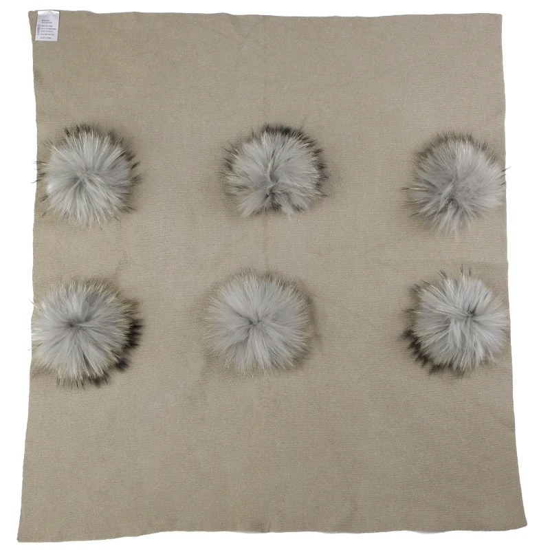 khaki light gray Geebro/теплое кашемировое Пеленальное Одеяло для новорожденных и детей постарше, одеяло для сна для путешествий с помпоном из натурального меха 15 см, постельные пеленки - Цвет: khaki light gray
