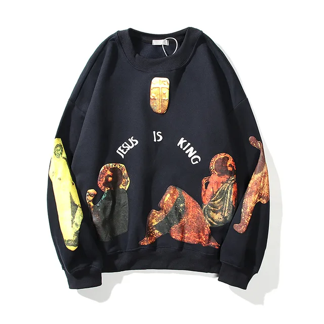 Kanye West Long Sleeve Sweatshirts Men Women 1 1 Kids See Ghosts Graffiti Ghost Patch Cpfm Khaki Kanye West Fleece Hoodie Hooded Hoodies Sweatshirts Aliexpress