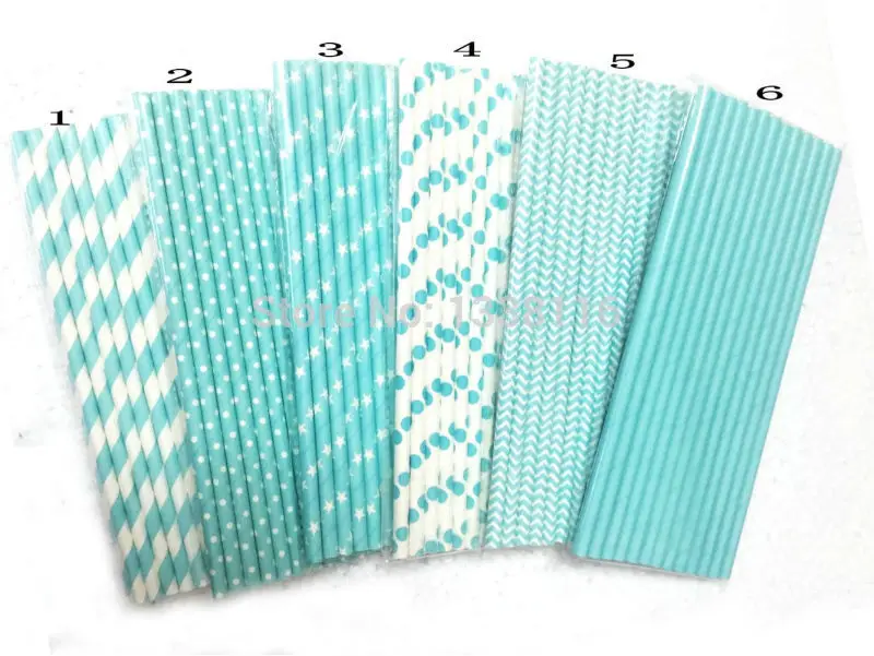 

25pcs Light Blue Paper Straws for Baby Shower Wedding Party Kids Birthday Party Decoration Supplies Paper Drinking Straws