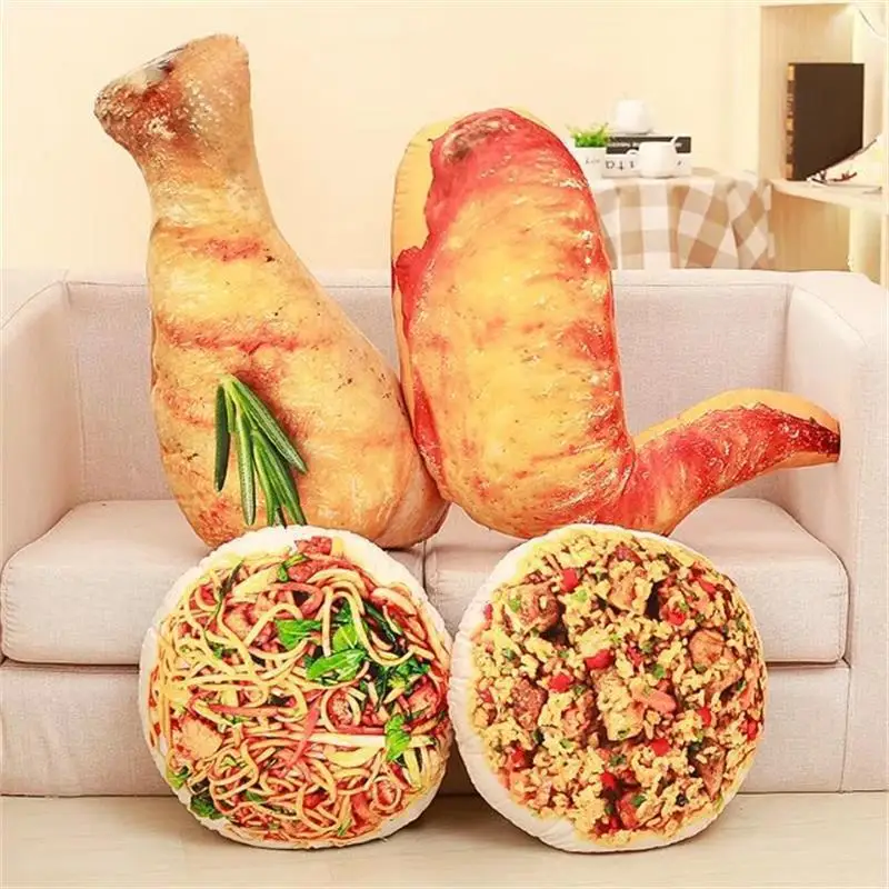 

Personalized & Creative Model 3D Food Chicken Wings Chicken Legs Fried Noodles Ham Large Pillow Cushion Foodie Gift Toy