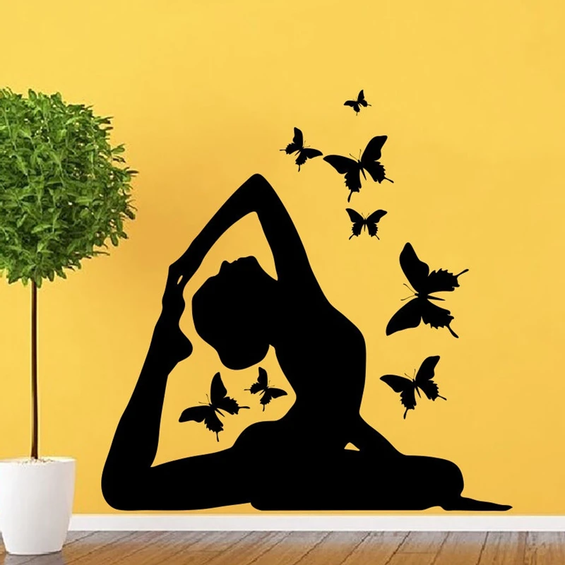 

Yoga Club Wall Sticker Decal Lotus Body-building Posters Vinyl Wall Decals Home Decoration Decor Mural Yoga Sticker