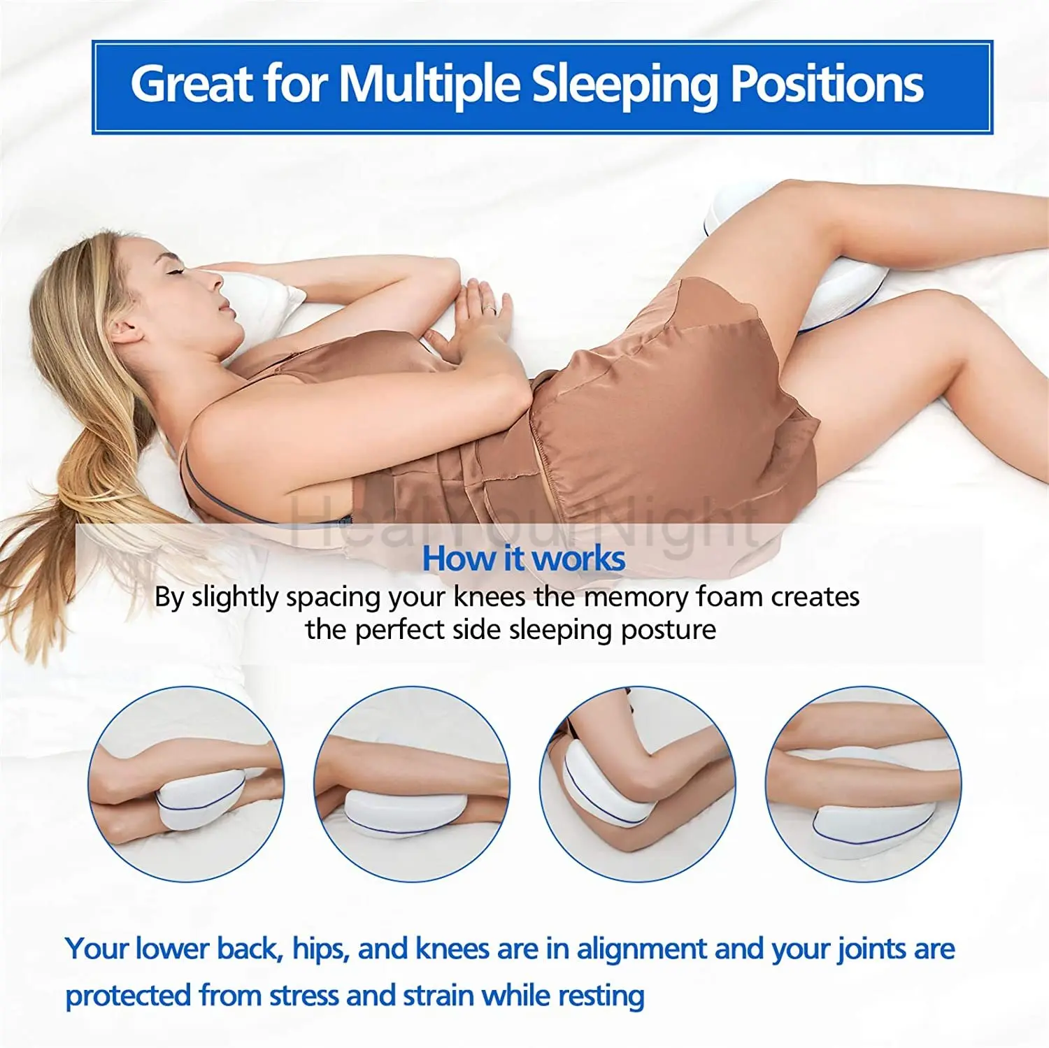 1 / 2Pcs Knee Pillow for Side Sleepers Memory Foam Wedge Leg Pillow  Sciatica Back Hip Joint Pain Relief Side Sleeper Leg Pad Support Cushion  1/2PCS