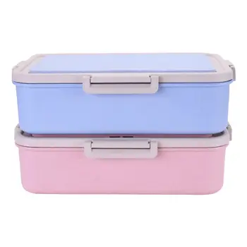 

New Microwave Lunch Box Wheat Straw Dinnerware Food Storage Container Children Kids School Office Portable Bento Box