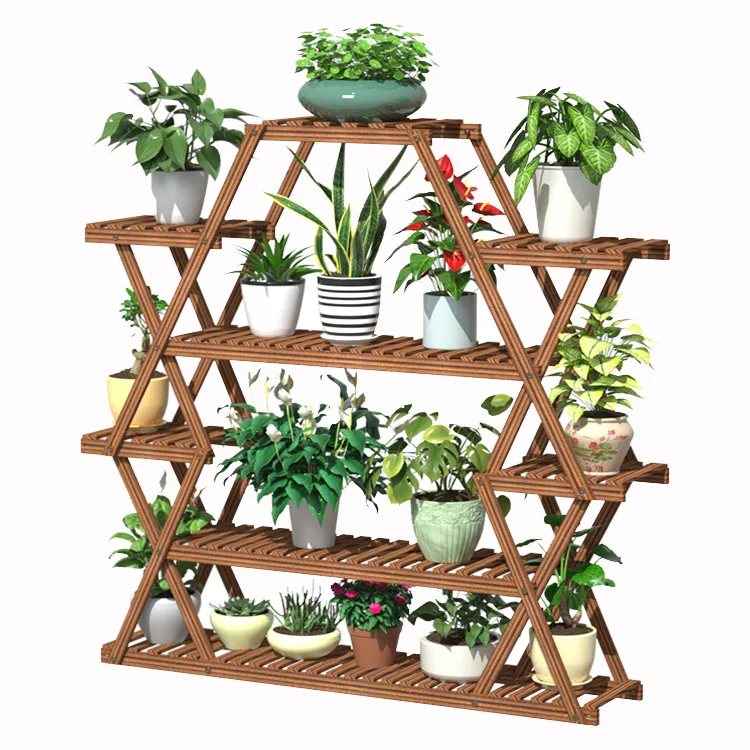 Wooden Flower Shelf Flower Pots Shelf,Garden Holder Display Shelf Balcony Flower Stand Taleco Gear Plant Rack