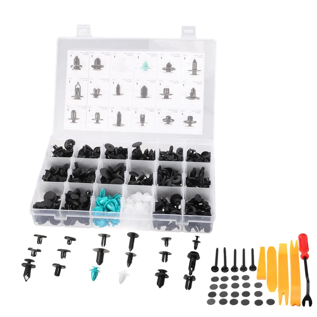 299pcs/Set 18 Size Car Body Rivets Push Retainer Pin Clip Tailgate Handle Rod Clip Door Trim Moulding Assortments Kit With Box