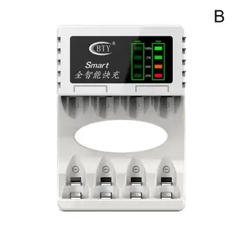 

LED Battery Charge Smart Rechargeable Battery Safety USB Slots For AA/AAA Rechargeable Cable with Ni-MH/Ni-Cd Charger 4 Fas X9W7