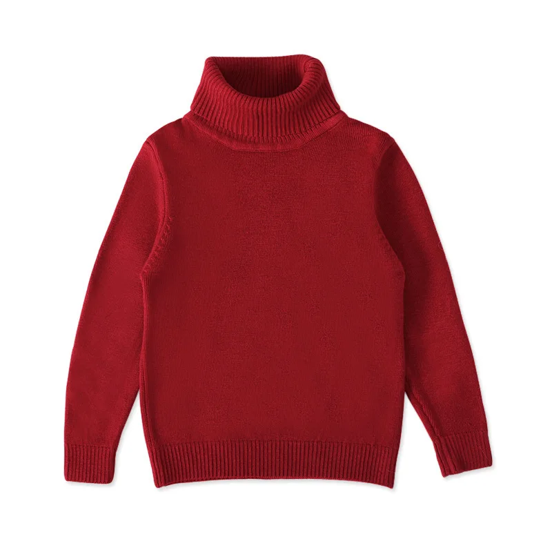 Модный однотонный зимний свитер с длинными рукавами для мальчиков и девочек пуловер с высоким воротником детская одежда свитер для малышей - Цвет: 2