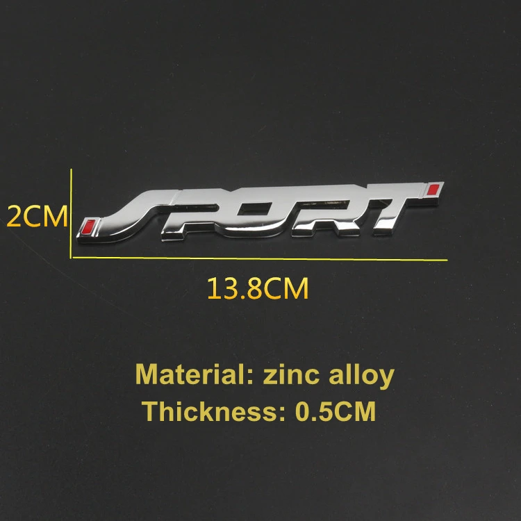 Accesorios para coche pegatina de Metal 3D cromado negro Auto Trunk Racing Sport Word Letter Logo insignia calcomanía