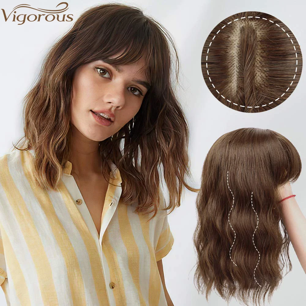 Hairpieces Bangs Thinning-Hair Water-Wavy-Hair Vigorous Clip-In Synthetic Heat-Resistant