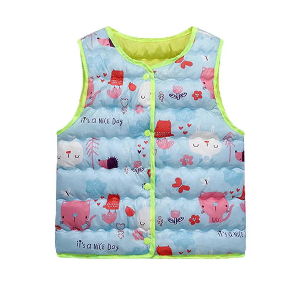Toddler Kids Baby Girls Boys Sleeveless Print Cartoon Warm Waistcoat Cute Jacket Colorful Autumn Fashion Tops For 2-7T Kids