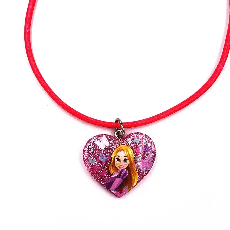 1Pcs Hot sale Cute Belle Elsa Princess Necklace Choker Rope Children Jewelry Kids Fashion Accessories For Girls Birthday Gifts