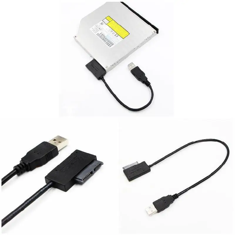  High Quality 7+6 13Pin Slim SATA to USB CD DVD Rom Optical Drive Cable Adapter Converter