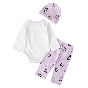 

3pcs Spring Autumn Baby Girls Clothes Set Print Long Sleeve Personality Fashion Trend Comfortable Romper Pants Hat
