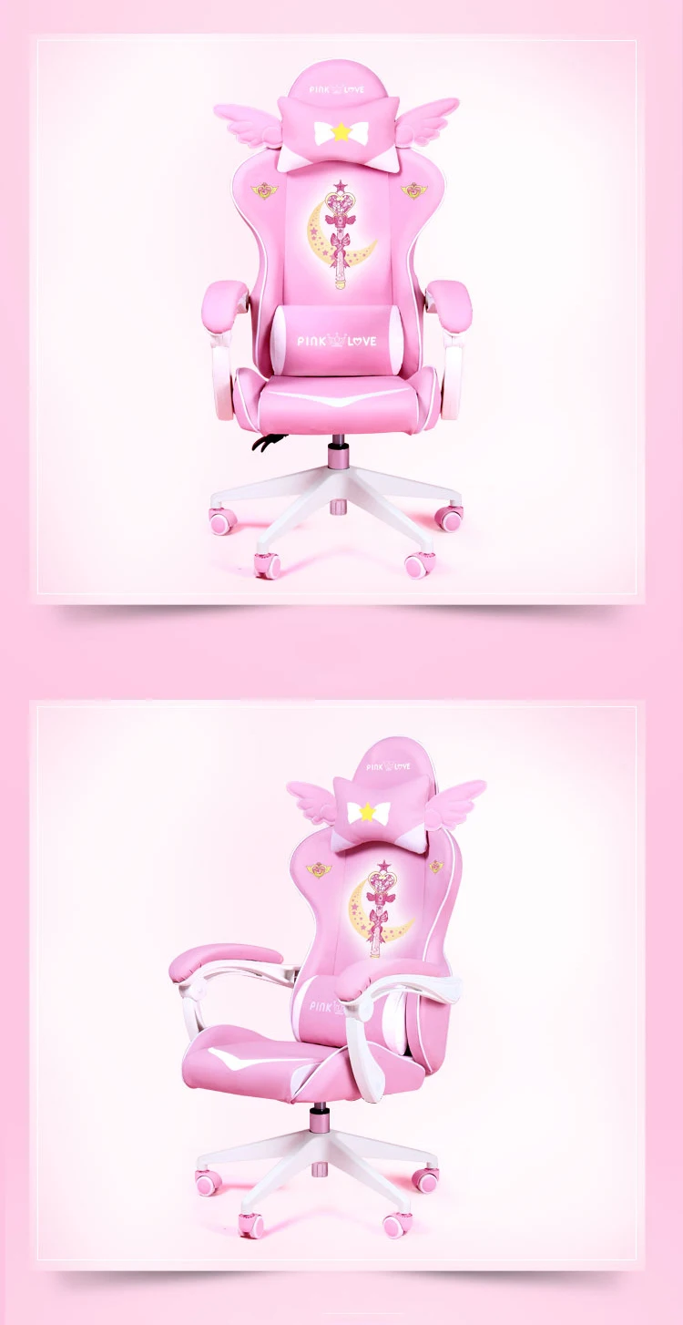 executive chair Pink Magic Gaming Chair Girl Game Competitive Rotating Chair Home Liftable Computer Chair Fashion Comfortable Anchor Live Chair study chair