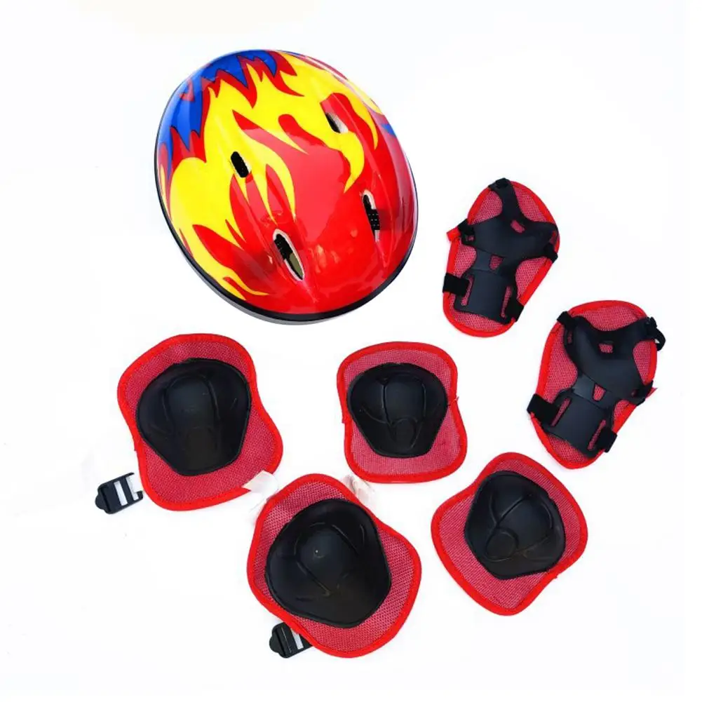 Children Bike Cycling Skating Helmet Knee Elbow Wrist Protective Guard Pad for Sport Entertainment Cycling Bike Accessories Knee Pad Elbow Brace Elbow Strap Elbow Pads Protective Gear Set 7Pcs
