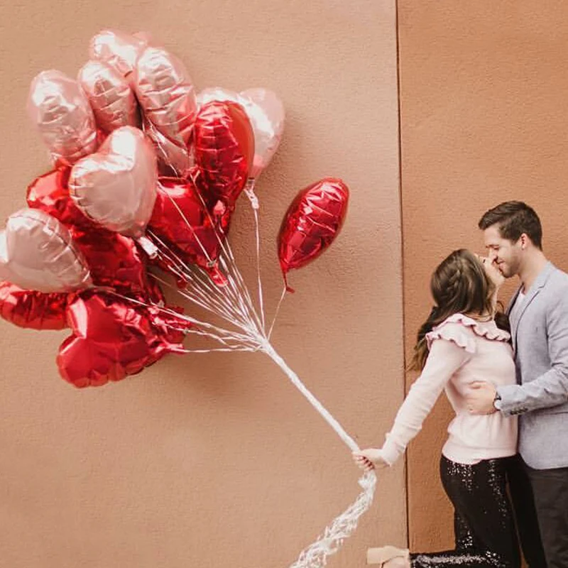 12 шт. жемчужные розовые красные 18-дюймовые фольгированные воздушные шары в форме