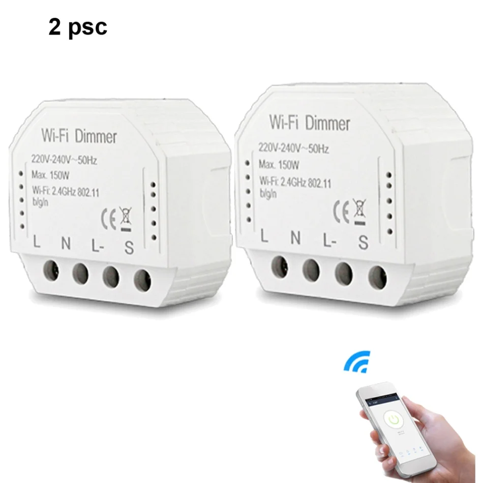 2 psc Wifi умное освещение переключатель DIY выключатель модуль приложение дистанционное управление работает с Alexa Echo Google Home 2 банды 2 способ - Цвет: 2 psc