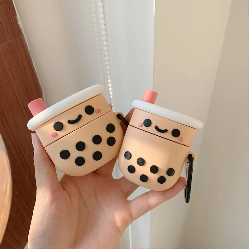 3D чехол для наушников Airpods Pro силиконовый с жемчужинами молочный чай наушники/Earpods