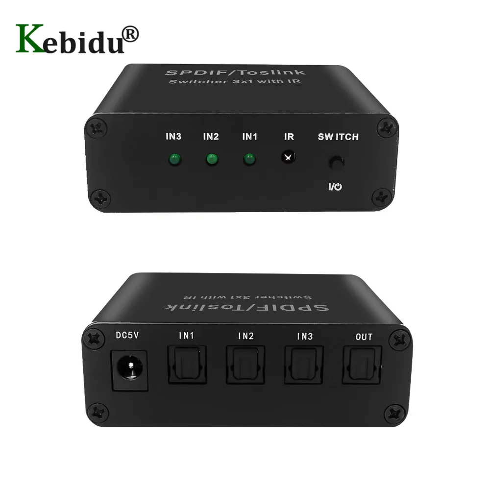 Фото Переформулированное название товара: Аудио-коммутатор SPDIF Toslink 3 входа на 1 выход с ИК-управлением HD корпус из алюминия Переформулированное название товара: Аудио-коммутатор SPDIF Toslink 3 входа на 1 выход с ИК-управлением HD корпус из алюминия