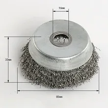Высокое качество 85 мм щетки из нержавеющей стали гофрированные проволочные чашки колеса Удаление ржавчины очистка проволока колеса щетка