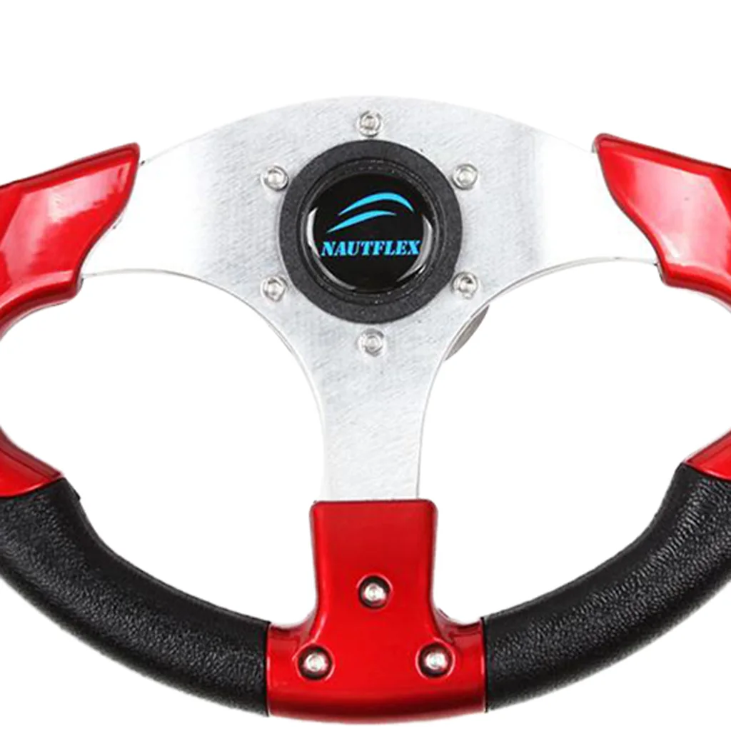 Boat Steering Wheel w/ Polished Chromed Spoke & Center Inserts Keyed Hub