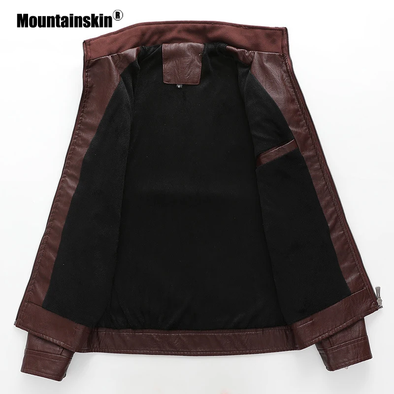 Mountainskin мужские Мотоциклетные Куртки из искусственной кожи, зимняя Осенняя кожаная мужская Модная приталенная куртка, Повседневная брендовая одежда SA782