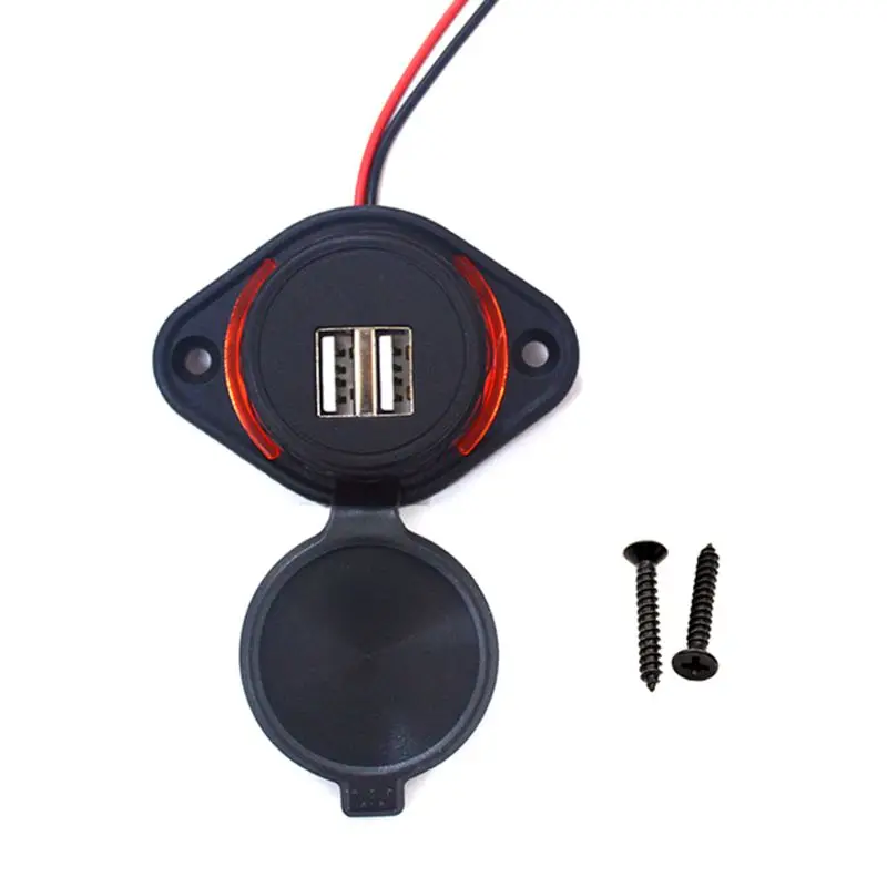 Red 3.1A Dual USB Автомобильное зарядное устройство водонепроницаемый автомобильное контактное гнездо с Светодиодный индикатор 667C - Тип штекера: Red