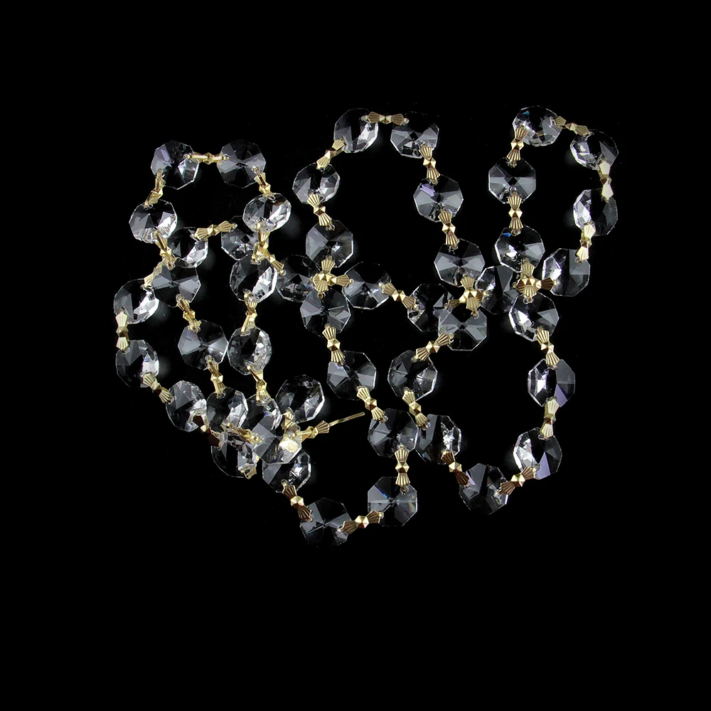 300 м/лот, 14 мм, пряжка в виде бабочки, восьмиугольная бусина, Блестящая декоративная Хрустальная гирлянда для прополки, украшение для комнаты/Рождественское дерево