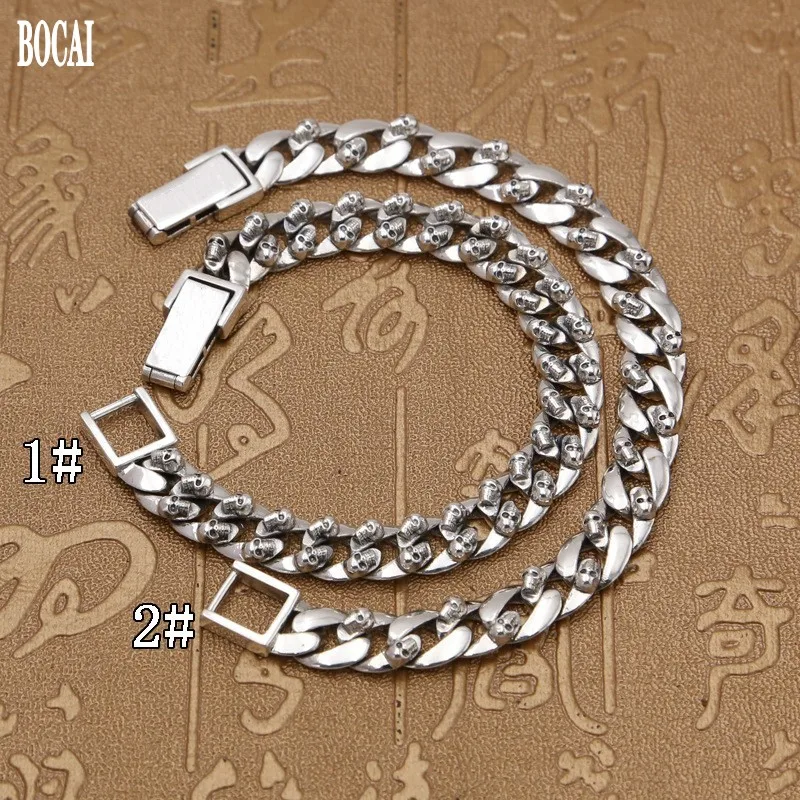 925 pure silver fashion accessories retro Thai silver skull bracelet for Man 925 silver Man bracelet  Couple bracelet for Woman