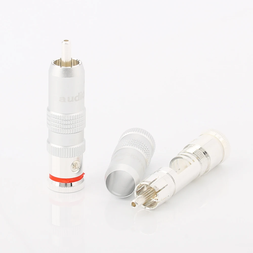 Connettore A Saldare Per Spina Audio Rca Placcato Argento Puro Audiocrast Da 4 Pezzi Per Hifi Fai Da Te