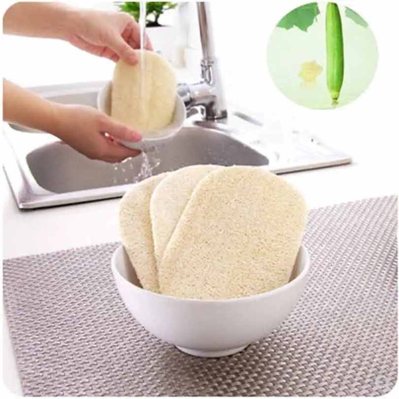 

Sponge Scrubber Dish Bowl Cleaning Natural Anti-oil Kitchen Loofah Brush NEW 1pcs