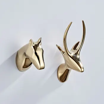 

Nordic Art Luxury Zinc Alloy Deer Head Small Hook Porch Home Bedroom Bathroom Kitchen Golden Animal Coat Towel Key Hook Ornament