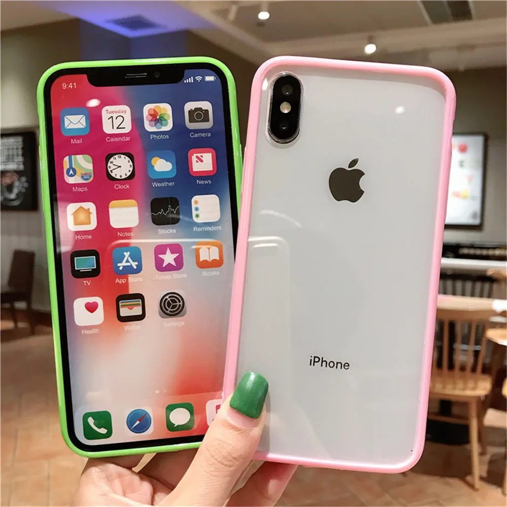 KJOEW прозрачный противоударный чехол для телефона для iPhone 11 Pro Max X XR Xs Max 6 6s 7 8 Plus Мягкий ТПУ акриловый Простой Прозрачный чехол